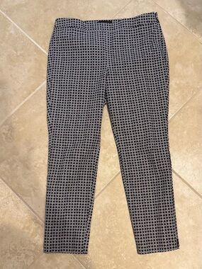 Talbots Navy and White Geometric Ankle Pants